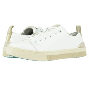 Toms Trvl Lite Low White Leather Sneakers Lace Up Shoes Womens Size 8 Athletic
